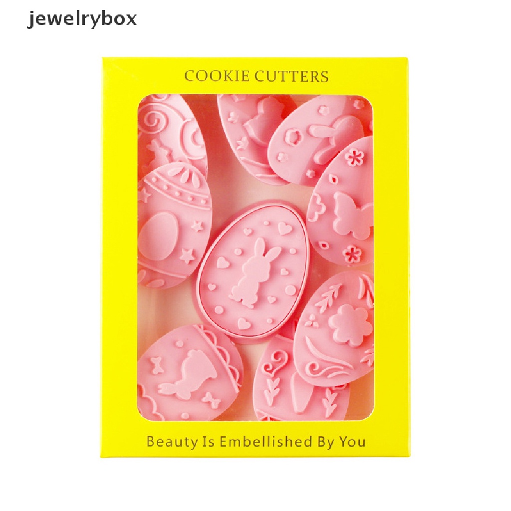 [jewelrybox] 9pcs Cetakan Biskuit Kelinci Paskah Plastik Bunny Egg Cookie Cutter Stamp Embosser Paskah Pesta Fondant Kue Baking Dekorasi Alat Butik