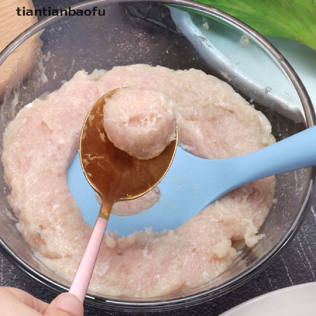 [tiantianbaofu] Sendok Pembuat Bakso Anti Lengket Meat Baller Lubang Kebocoran Elips Alat Daging Butik