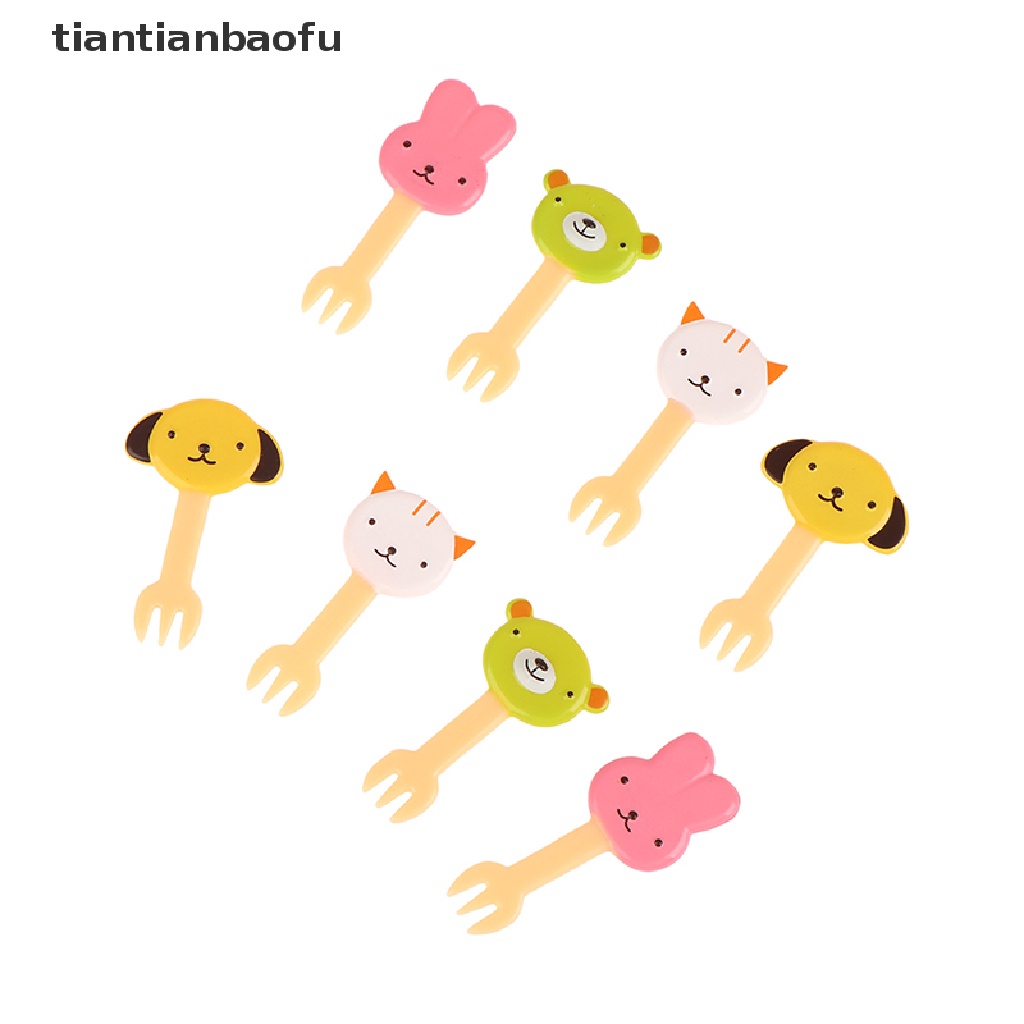 [tiantianbaofu] 6/8pcs Garpu Buah Kartun Hewan Snack Dessert Kue Animal Decor Food Picks Butik