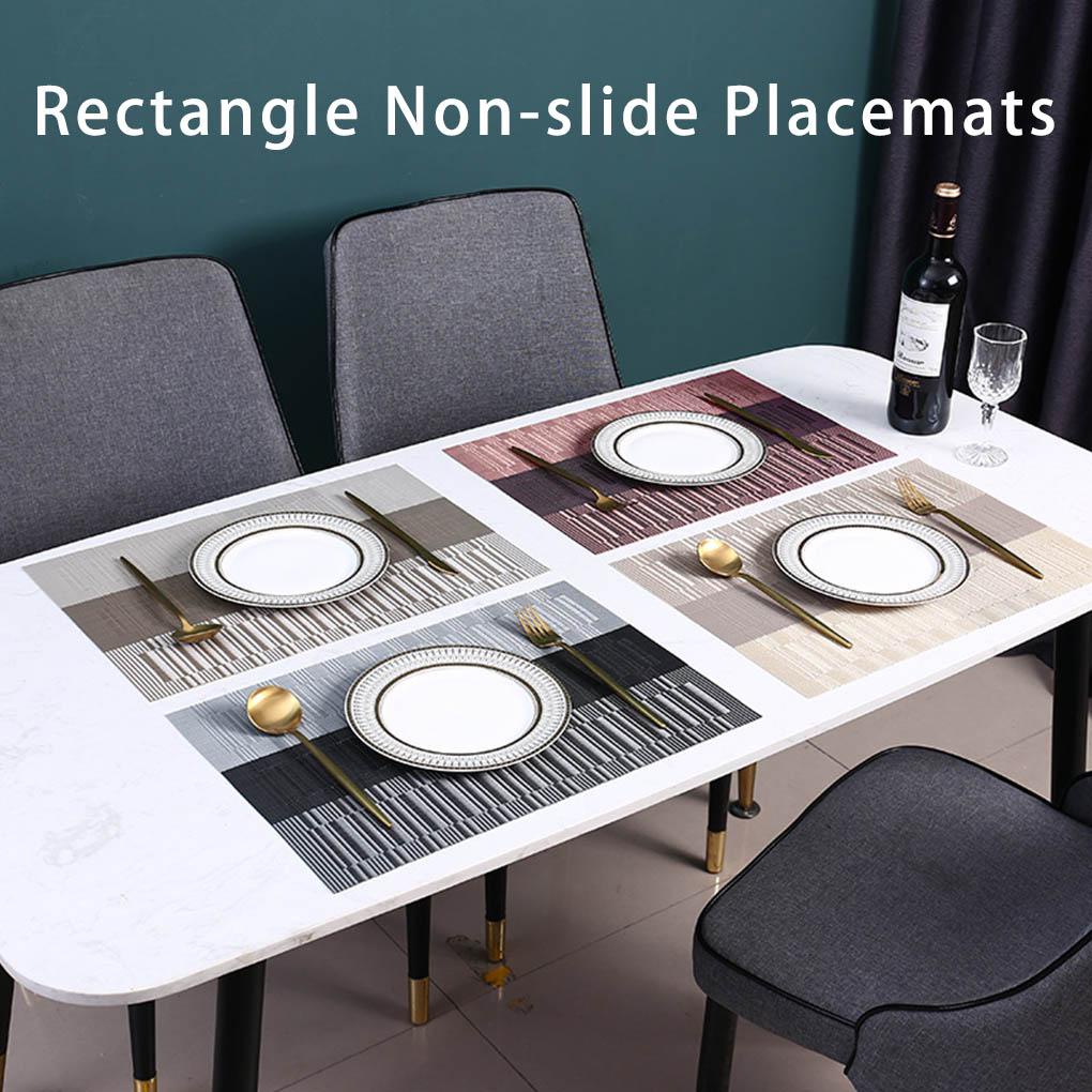 Pvc Anyaman Table Mat Alas Tatakan Mangkok Coaster Persegi Panjang Insulasi Anti Selip Anti Air Meja Makan Decors Mats