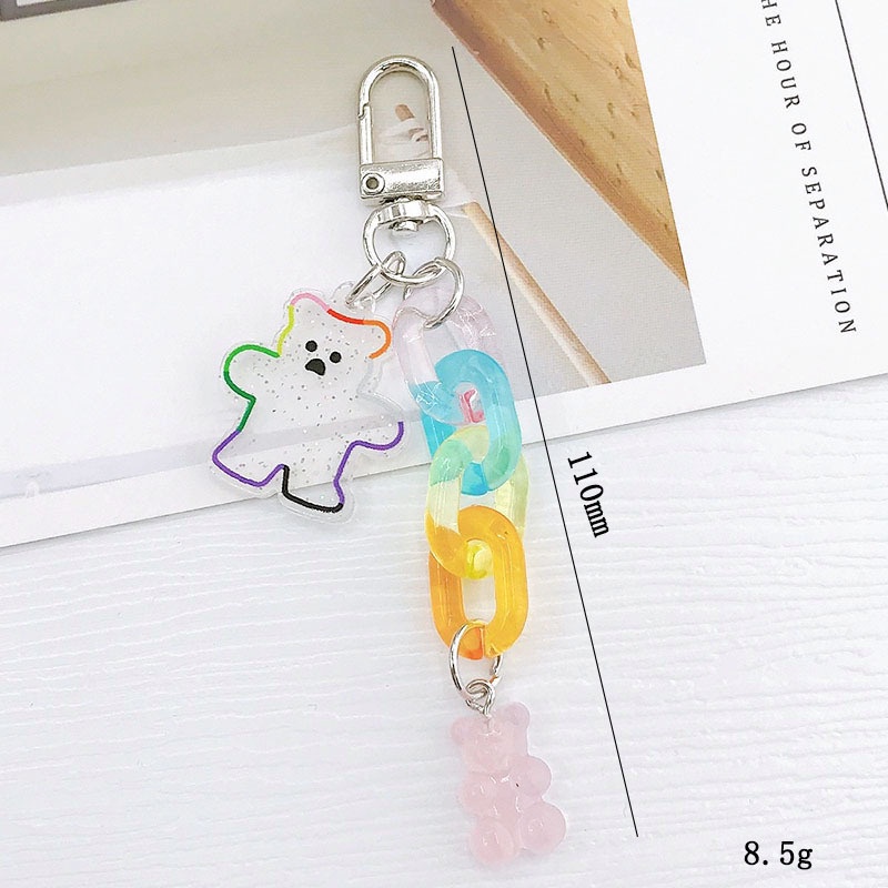 Beruang Kartun Glitter Transparan Dengan Rantai Kaitan Akrilik Charms Liontin Untuk Ponsel Universal Bluetooth Earphone Covers DIY Making