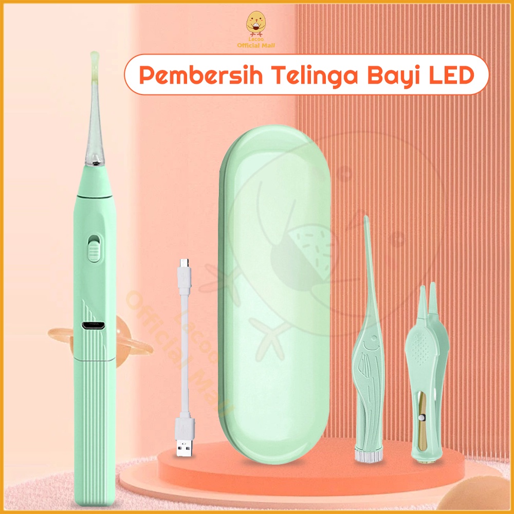 Lacooe Korek kuping led Alat pembersih telinga bayi set Rechargeable pembersih telinga bayi dewasa