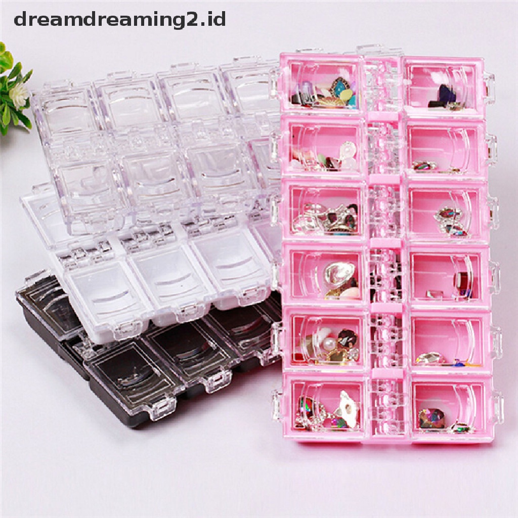 (hot) 12slot Kotak Penyimpanan Perhiasan Alat Nail Art Plastik Case Organizer Beads Jewelry//