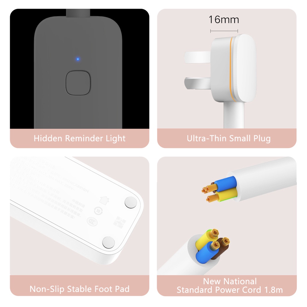 Xiaomi Power Strip 2outlet Jaring Bluetooth Pintar 5lubang Socket Plug Standar Pengisian Cepat Bekerja Untuk Remote Control Aplikasi Mihome