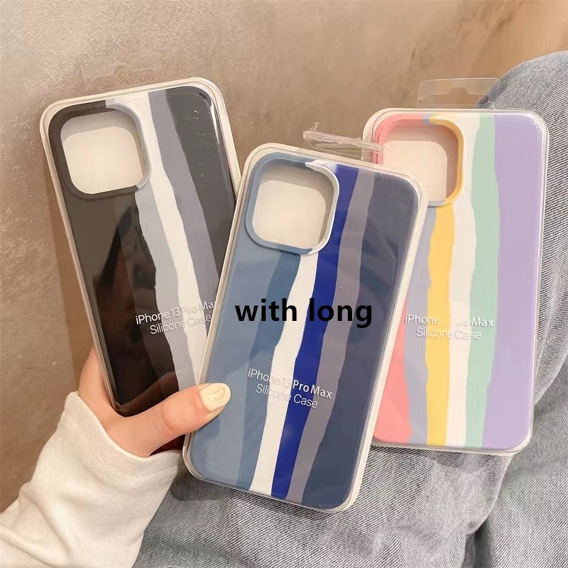 Rainbow stripe Kompatibel Untuk iPhone case Untuk iPhone 14 Pro 14 13 12 11 Pro Max X XS XR 78 Plus SE 2020 Warna-Warni Silikon Lembut Penutup Belakang