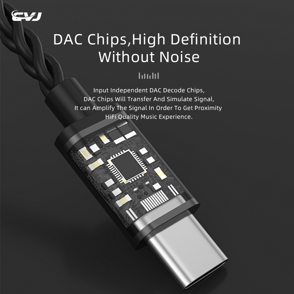 Cvj V6 TYPEC HD DAC Lossless High Fidelity Upgrade Headset Kabel Aptx Transmisi Earphone Kabel Aksesoris Untuk TRN KZ