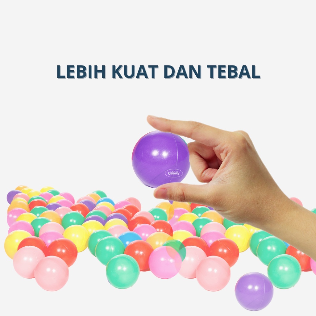 KIDDAILY MAINAN MANDI BOLA PLASTIK WARNA-WARNI ISI 50 PCS ISI 25 PCS UNTUK PLAYFENCE PAGAR ANAK KOLAM ANAKMANDI BOLA ANAK MANDI BOLA BAYI PLAYPEN PAGAR BAYI KOLAM MANDI BOLA ANAK