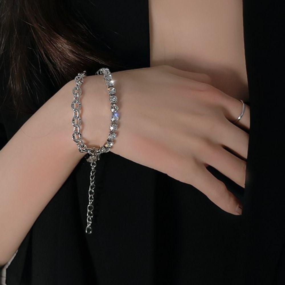 Mxbeauty Korea Gelang Mewah Fashion Rantai Emas Keperakan Indah Shiny Double Layer Bracelet