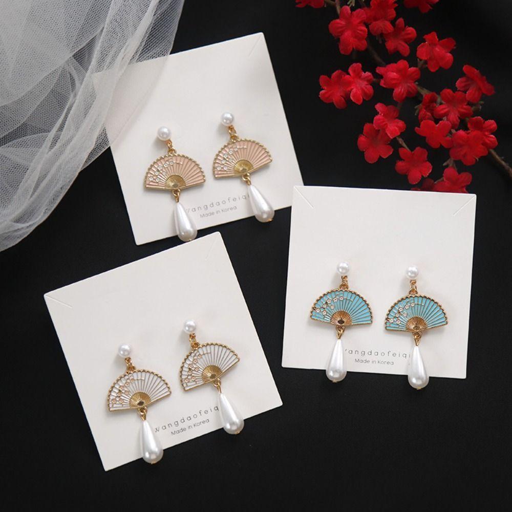 Needway Anting Gaya Cina Geometri Retro Kipas Rumbai Unik Klasik Perempuan Menjuntai Earrings