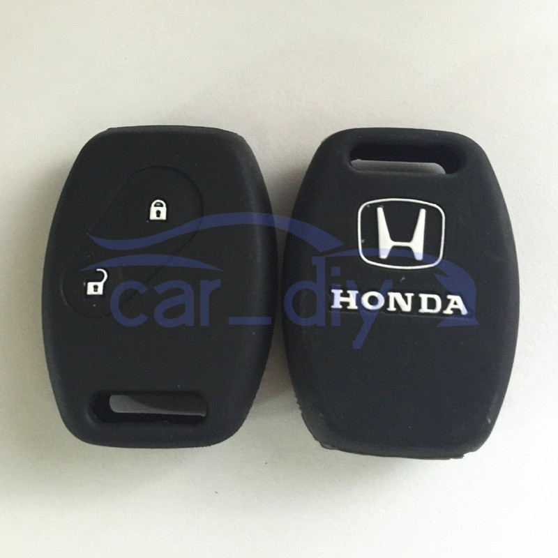 Kasus Kunci Silikon Penutup Jarak Jauh Gantungan Untuk Honda Accord City Fit Odyssey CRV Civic Cangkang Pelindung Hitam Biru Merah Car Remote Key Case