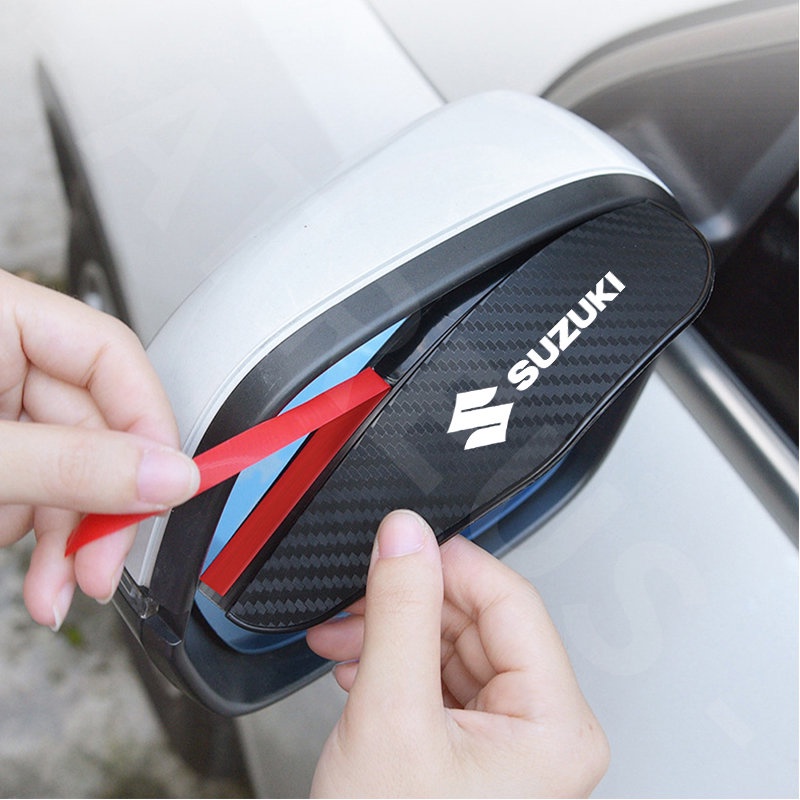 2pcs Suzuki Serat Karbon Kaca Spion Mobil Alis Hujan Rainproof Cover Untuk ERTIGA Splash Swift XL7 SX4 Jimny Vitara Katana