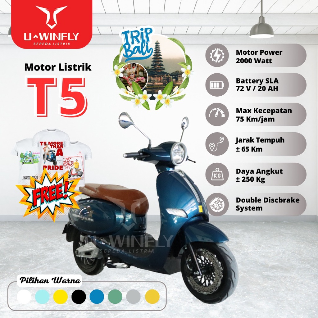 UWINFLY SEPEDA MOTOR LISTRIK TYPE T5 SKUTER VESPA LISTRIK GARANSI RESMI 10 TAHUN