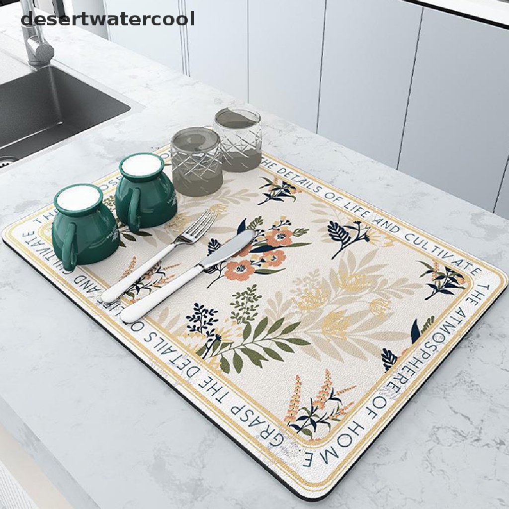 Deid Drain Pad Rubber Dish Drying Mat Super Absorbent Drainer Mats Peralatan Makan Karpet Botol Alat Makan Dapur Tatakan Martijn