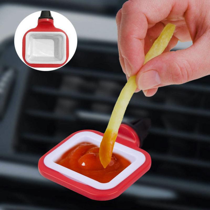 Portable Universal Tempat Saos Stand Dip Clip Mobil Kentang Goreng Rak Kecap Keranjang Dipping Sauces Interior Mobil