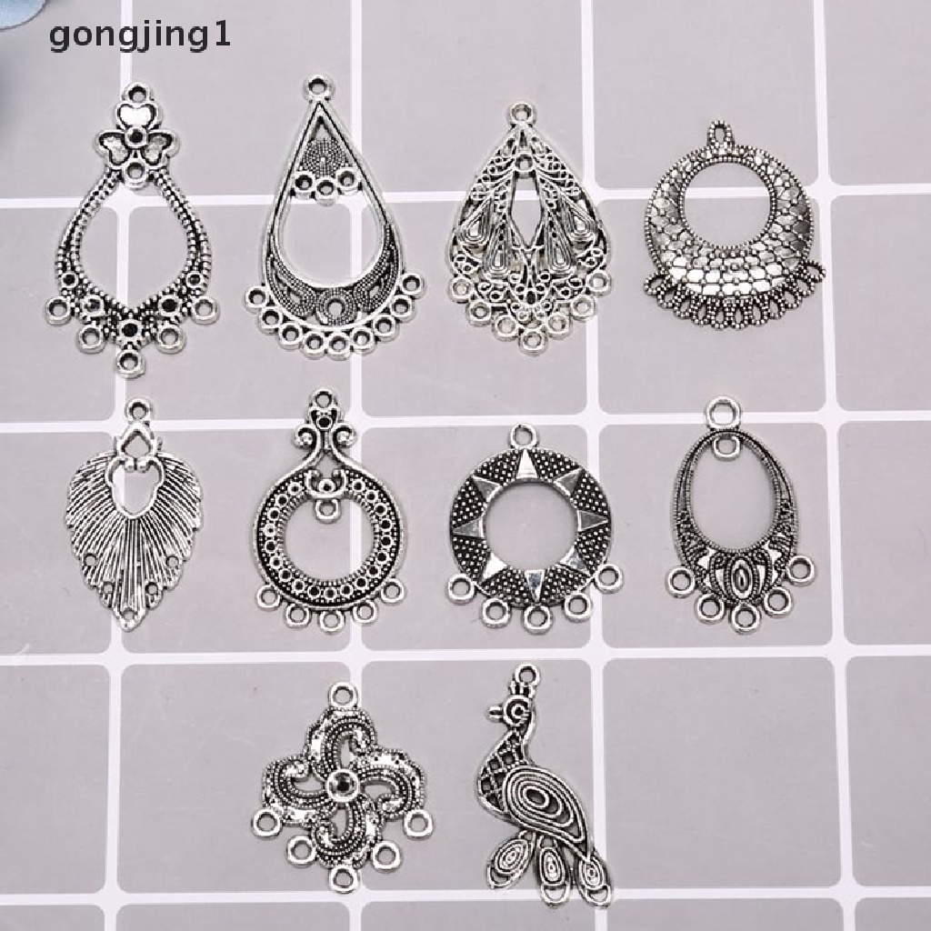 Ggg 20Pcs/Set Vintage Perak Bentuk Campur Ch Liontin DIY Membuat Perhiasan Anting ID