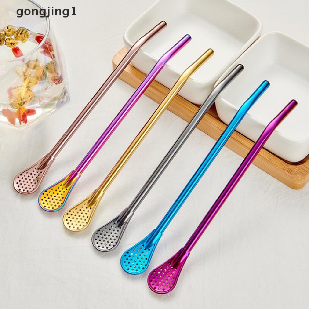 Ggg Reusable Stainless Steel Drinking Straw Filter Sendok Aduk Teh Kopi Peralatan Makan ID