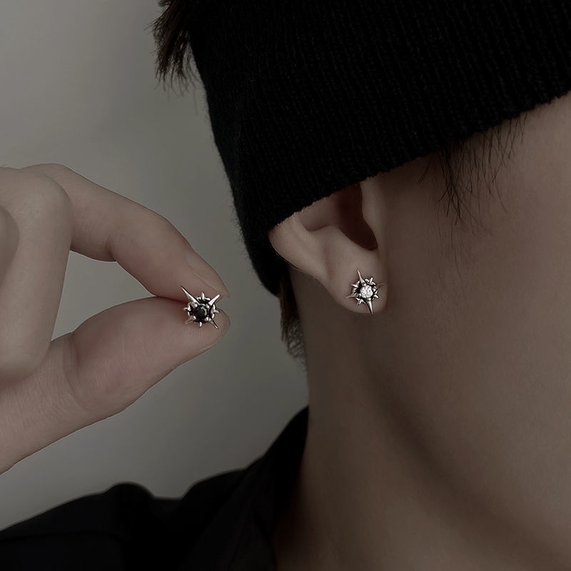 Bintang Anting Hexagon Trendi Jalan Tinggi Serbaguna High-end S925 Perak Anting Untuk Pria Dan Wanita