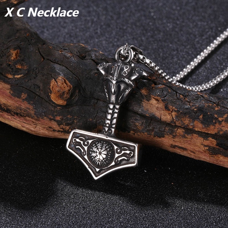 [X C Kalung] Baru Silvery Vintage Viking Odin Hill Crow Celtic Wolf Pendant Punk Hip Hop Stainless Steel Kalung Hadiah Pesta Ulang Tahun Untuk Pria Dan Wanita