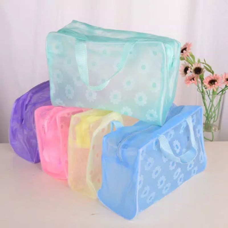 TasTransparan Anti Air Waterproof Cosmetic Pouch Dompet Kosmetik