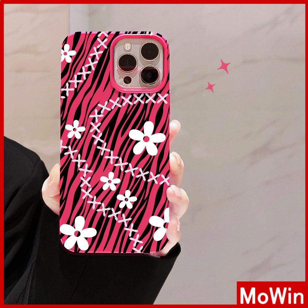 For iPhone 14 Pro Max iPhone Case Pink Glossy TPU Soft Case Shockproof Protection Camera Cute Zebra Flowers Compatible with iPhone 13 Pro max 12 Pro Max 11 xr xs max 7Plus 8Plus