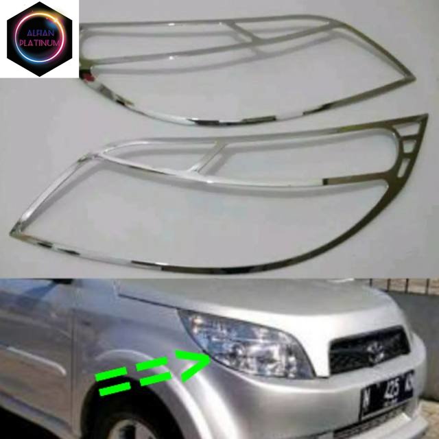 Garnish lampu depan chrome Rush/Terios lama 2008-2012 Variasi Mobil