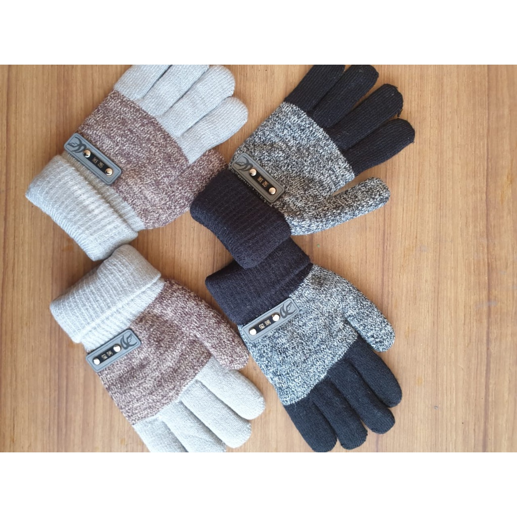 IMPORT BICOLOR KNIT WINTER GLOVES UNISEX WOMAN KIDS SARUNG TANGAN RAJUT MUSIM DINGIN