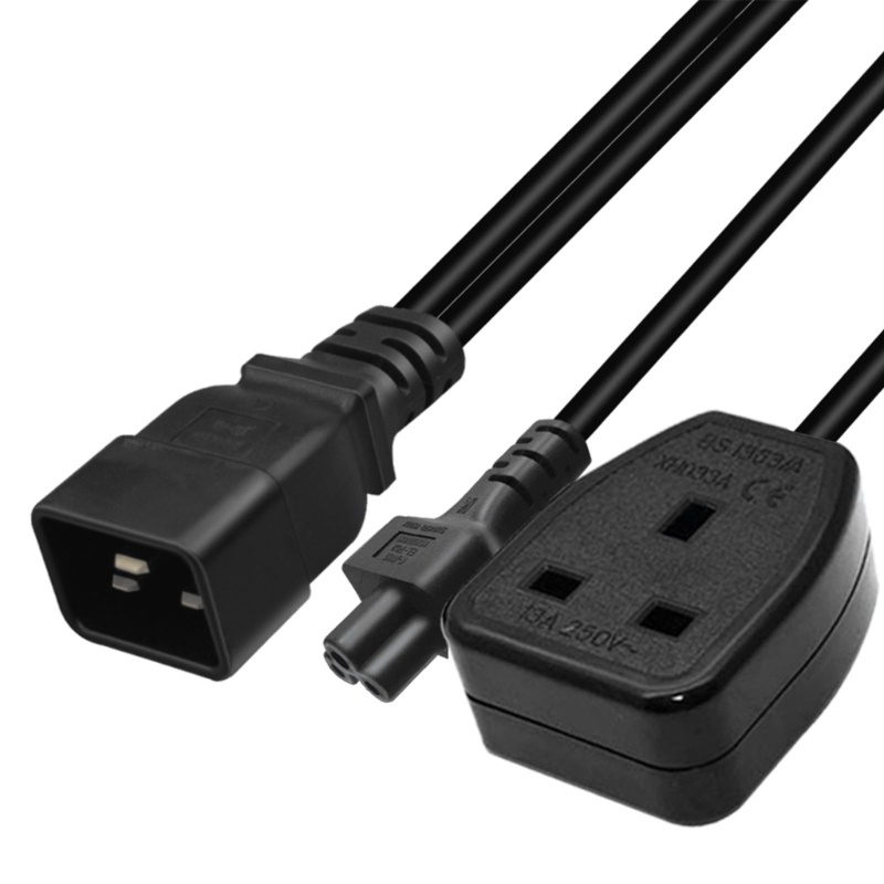 Zzz IEC320-C20 Male to IEC320-C5 +UK 13A Female Adapter Cord Y-splitter Power Line