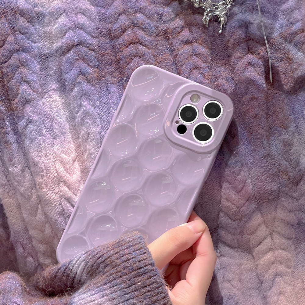 IPHONE Casing Ponsel Titik Gelombang Lavender 3D Untuk Iphone11 12 13 14 Pro Max XS XR X Casing iPhone14 Plus 13 12 Mini Lembut Silicone Cover Bumper