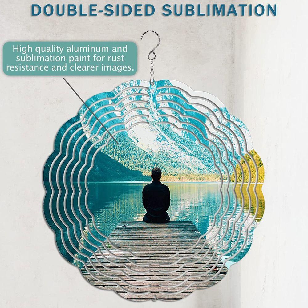 R-FLOWER Sublimasi Angin Spinner Kosongan Aluminium Kerajinan Jendela Halaman Angin Patung Kinetik