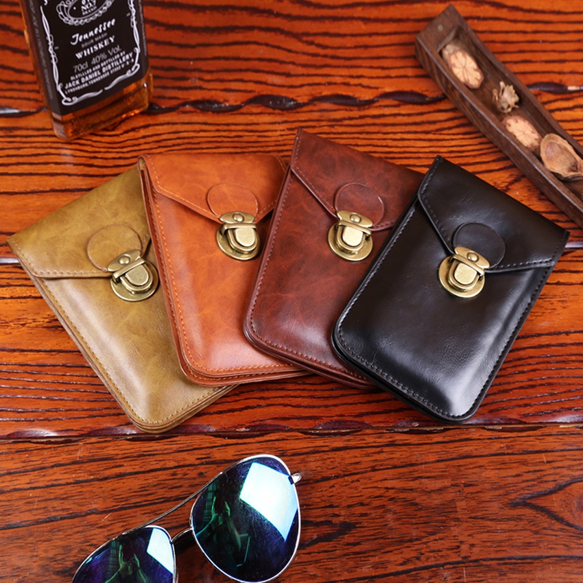 Tas Pinggang Pria / Tas HP Pinggang Bahan Kulit Buatan / Dompet Koin / Tas Ponsel Untuk Orang Paruh