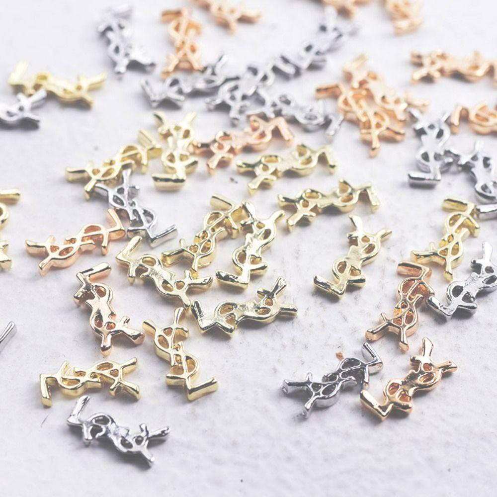 Augustina Nail Charms 10Pcs Gaya Perancis Hiasan Kuku Mewah Alloy Manicure Aksesoris
