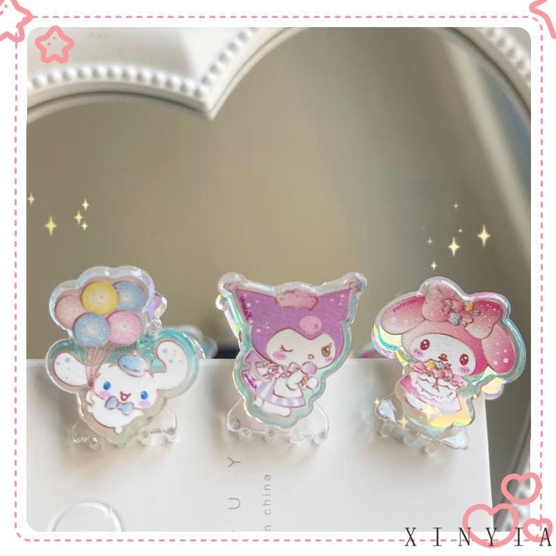 【Bayar di tempat】Hiasan Kepala Laser Sanrio Hair Claw Clip Lucu Sederhana Serbaguna Klip Rambut Rusak