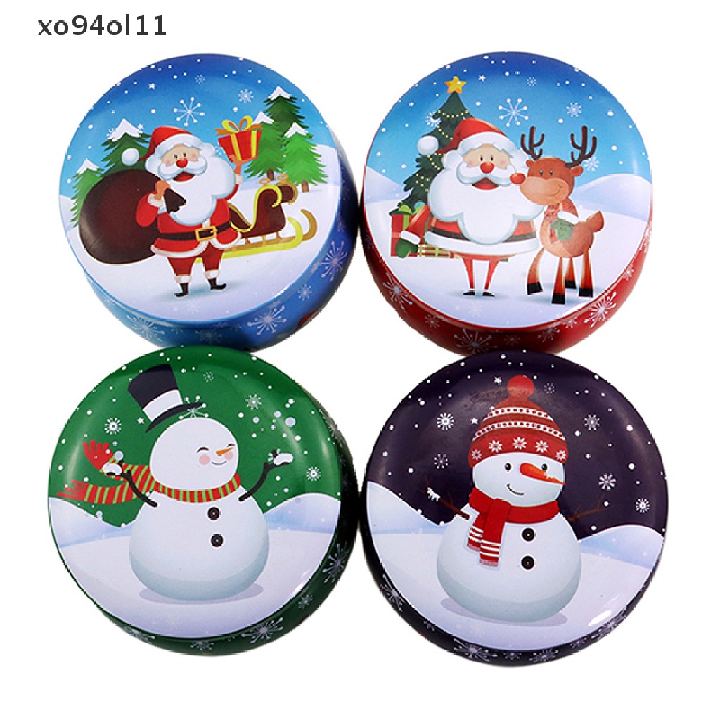 Xo Mini Christmas Tinplate Round Candy Tin Kaleng Wangi Toples Kaleng Wadah OL