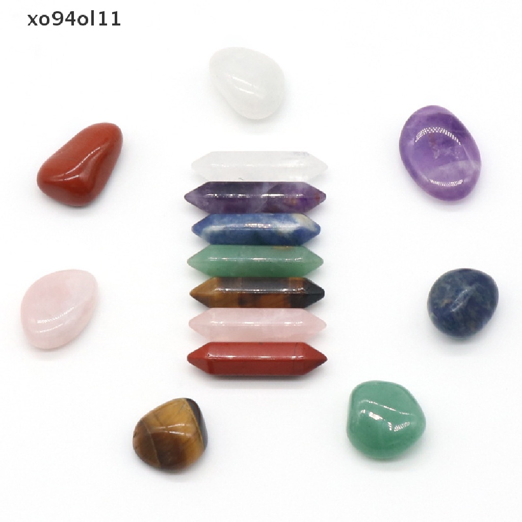 Xo 14pcs Seven Chakra Energy Healing Stone Natural Crystal Gemstone Ornaments Hadiah OL