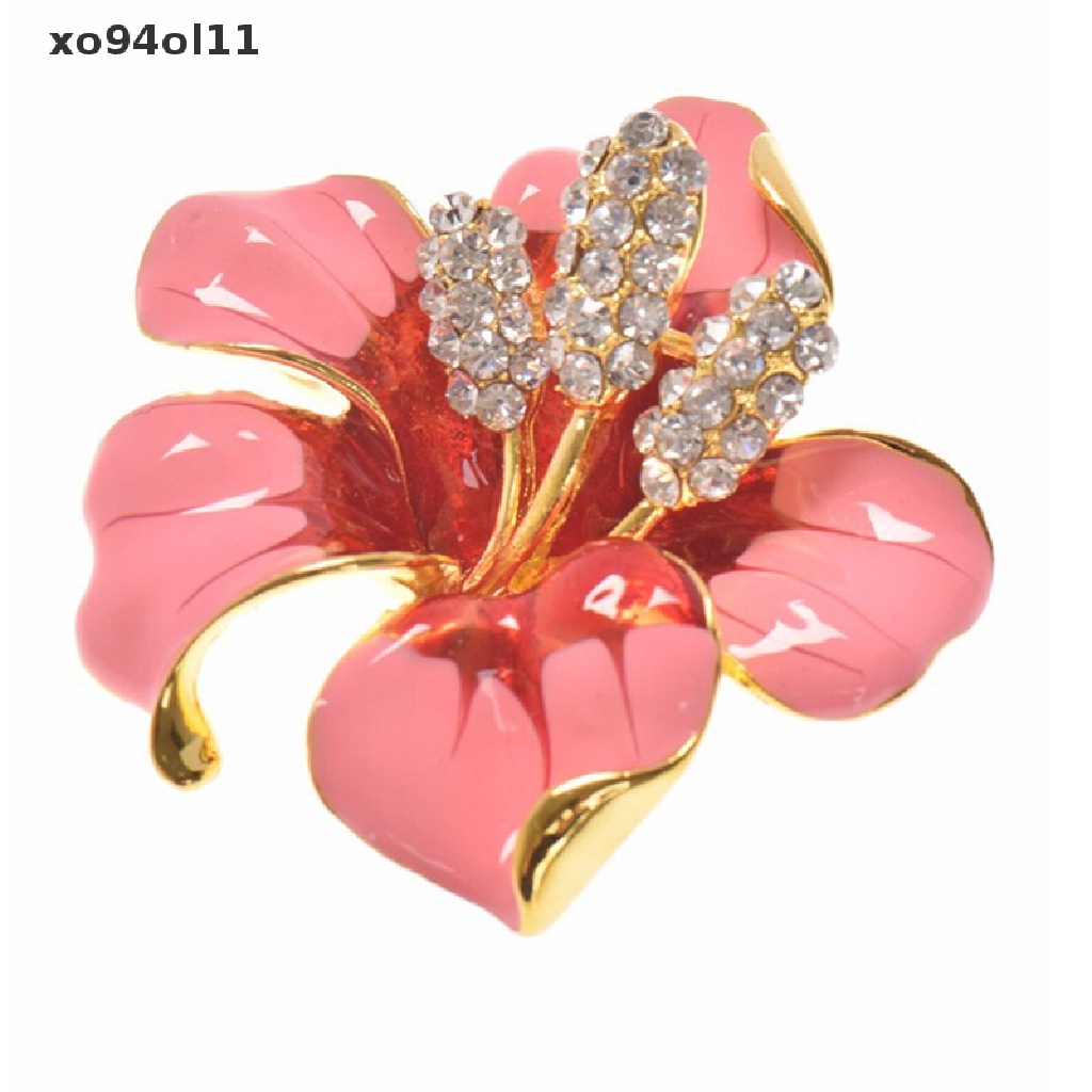 Xo Wanita Fashion Pesona Enamel Bros Berlian Imitasi Kristal Lily Bunga Bros Pin OL
