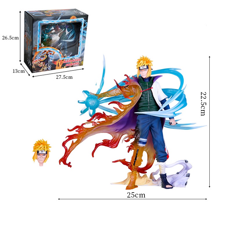 25cm Naruto Namikaze Minato Anime Figure Evil Gk Empat Generasi Model Patung Dengan Lampu Pvc Patung Dekorasi Koleksi Mainan Kamar