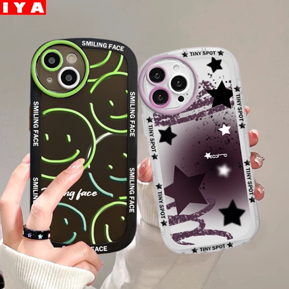 Lucky Stars Case Untuk Redmi Note 11S 11 Pro Redmi 10C 10A 9C 9T 9A Note10 5G Note 10S Note9 Note8 Note8 Note 8 Pro Note7 Poco M3 X3 Pro NFC Wajah Tersenyum Soft Silicone Phone Case Cover