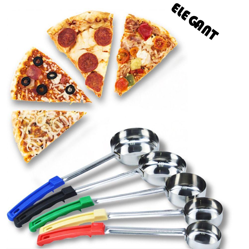 [Elegan] Sendok Oles Pizza Tahan Panas Gagang Panjang Praktis Dengan Lubang Sendok Takar Stainless Steel Flat Bottom