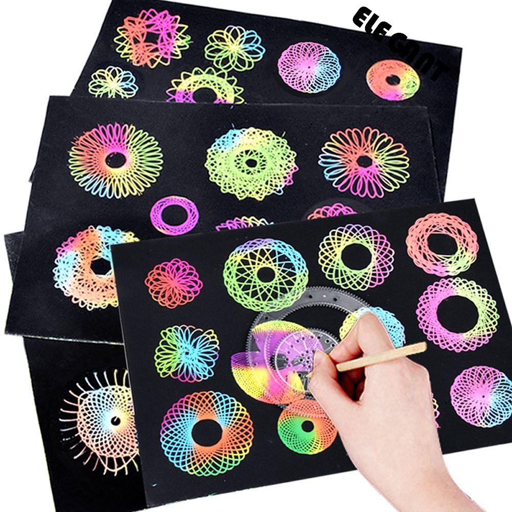 [Elegan] Mainan Gambar Spirograph Set Seni Kerajinan Lukisan Mainan Edukasi Lucu Menggambar Aksesoris Scratch Painting Anak Hadiah Interlocking Gears Wheels Ruler