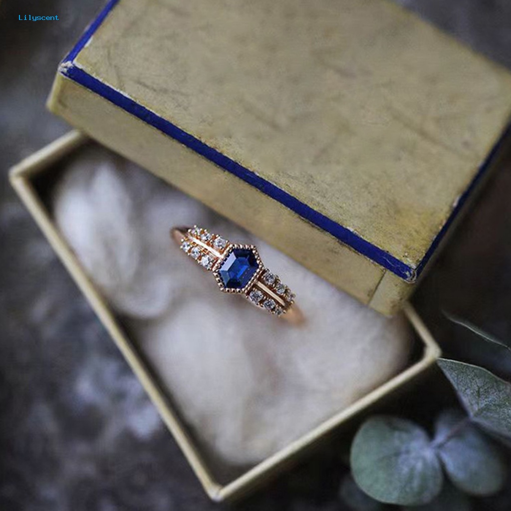 Lilyscent Retro Jari Cincin Fashion Perhiasan Berlian Imitasi Bertatahkan Ladies Ring Mewah