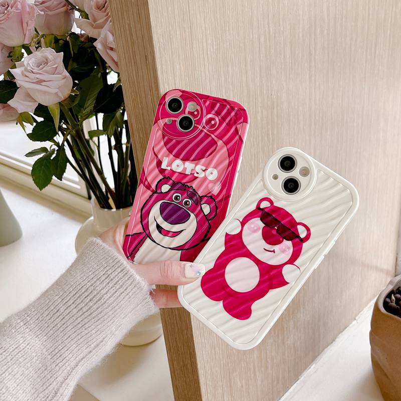 Lovely Strawberry Bear Girl Woman Soft Case HP iP iPhone 7 8 14 + Plus SE 2020 X XS XR Max 11 12 13 Pro Max FTD Wave Casing Apple