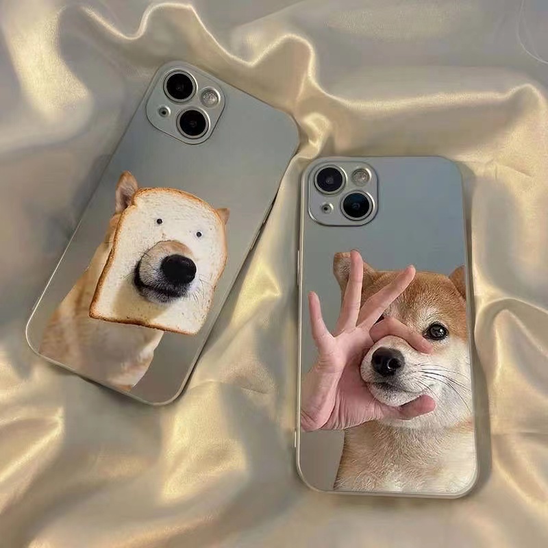 IPHONE Soft Case Anjing Lucu Kompatibel Untuk Iphone14 13 12 Pro Max 11 XS XR X8 7 6S Plus Casing Ponsel Mini Electroplate TPU Silikon Shockproof Cover