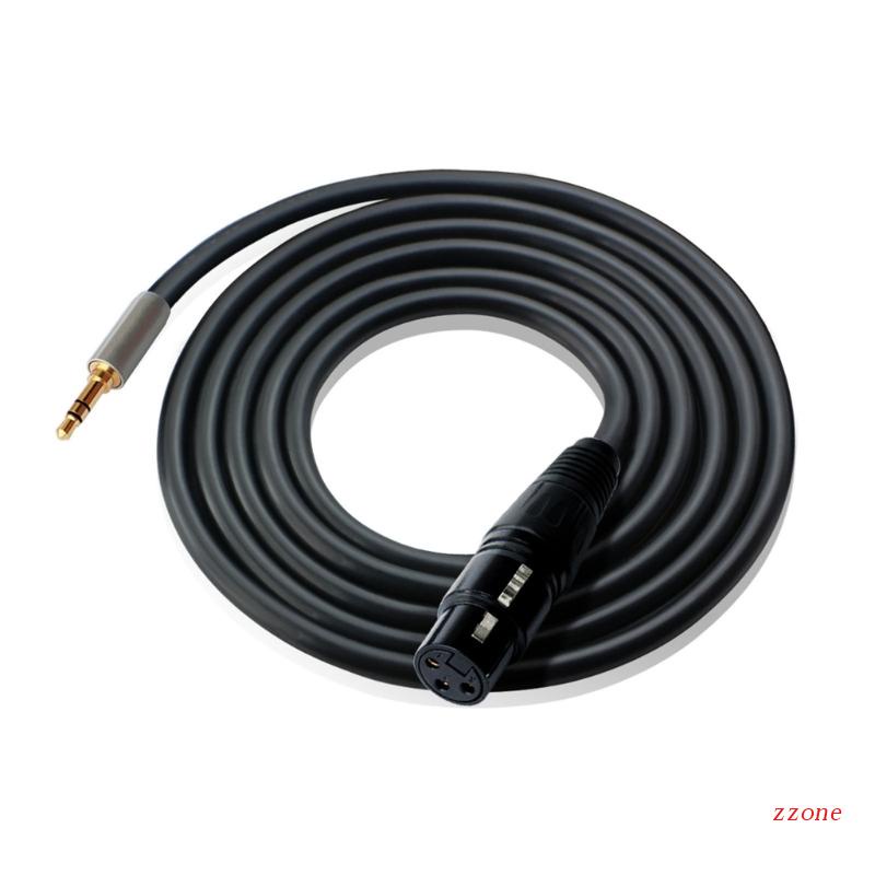 Zzz XLR 3-Pin Female to 3.5mm-1/8kabel Mic Microphone Terlindung TRS