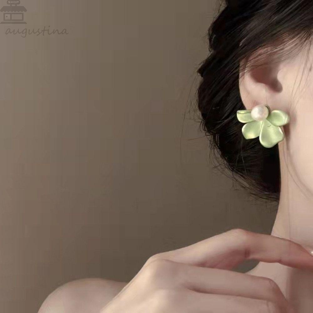 Agustina Wanita Stud Earrings Musim Semi Musim Panas Sederhana Fashion Match Cahaya Mewah Perhiasan Telinga Temperamen Kelopak Bunga Stud Earrings