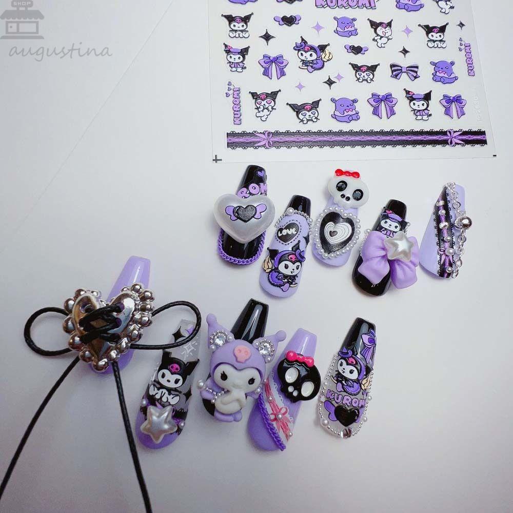 Agustina Kartun Stiker Kuku Fashion Manicure Aksesoris DIY Nail Art Tips Kartun Kuromi Nail Art Dekorasi