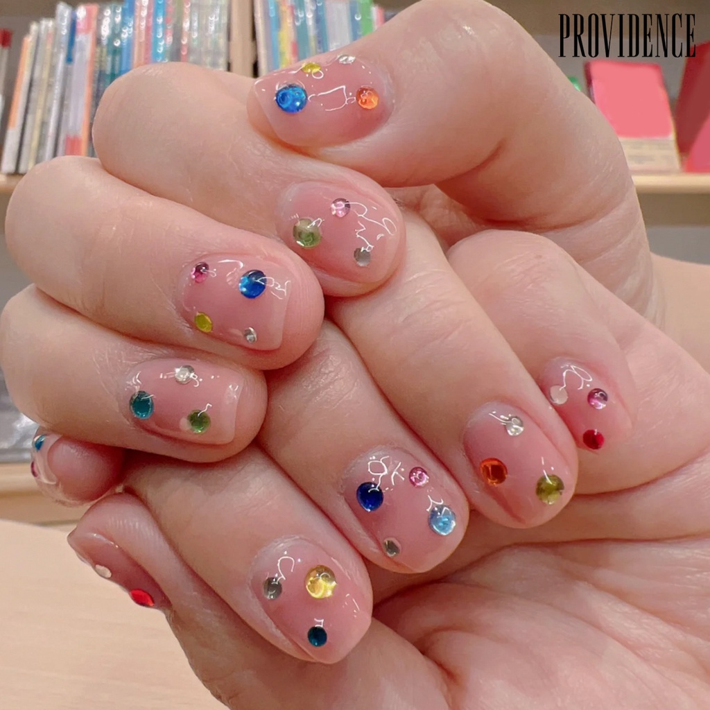 Providence 1tas Nail Art Berlian Imitasi Bersinar Glitter Berkilau DIY Mempesona Efek Visual Warna-Warni Dasar Runcing Pesona Kuku Dekorasi Salon Pasokan