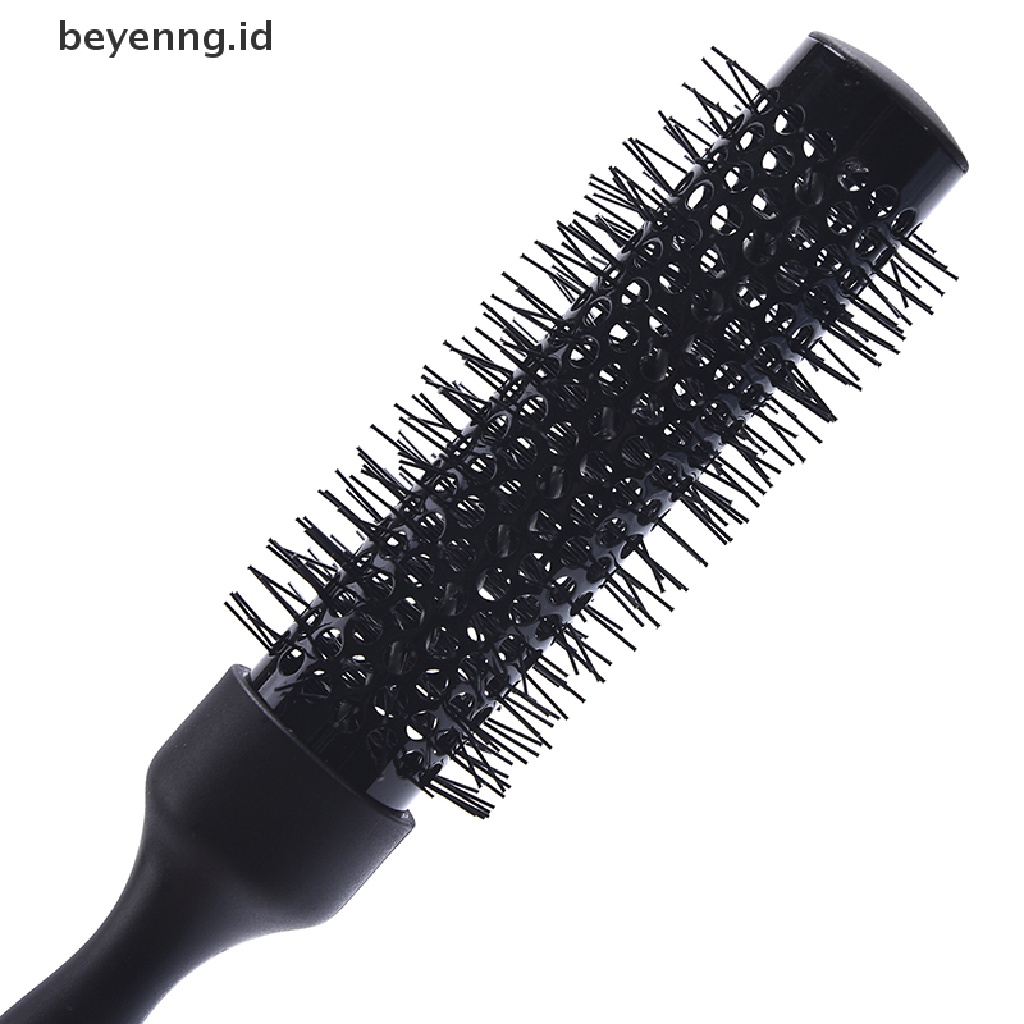 Beyen Sikat Rambut Roll Bulat Keriting Hitam Nylon Sisir Profesional Salon Barber Hairbrush ID