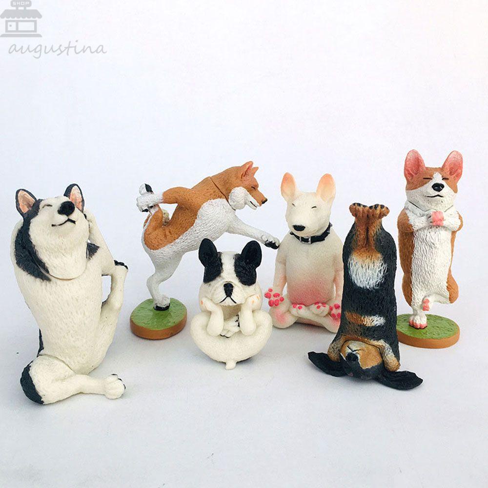 Agustina Dog Action Figure Husky Bulldog Hadiah Shiba Inu Lanskap Mikro Anime Lucu Dekorasi Rumah Patung Kecil Figure Ornamen