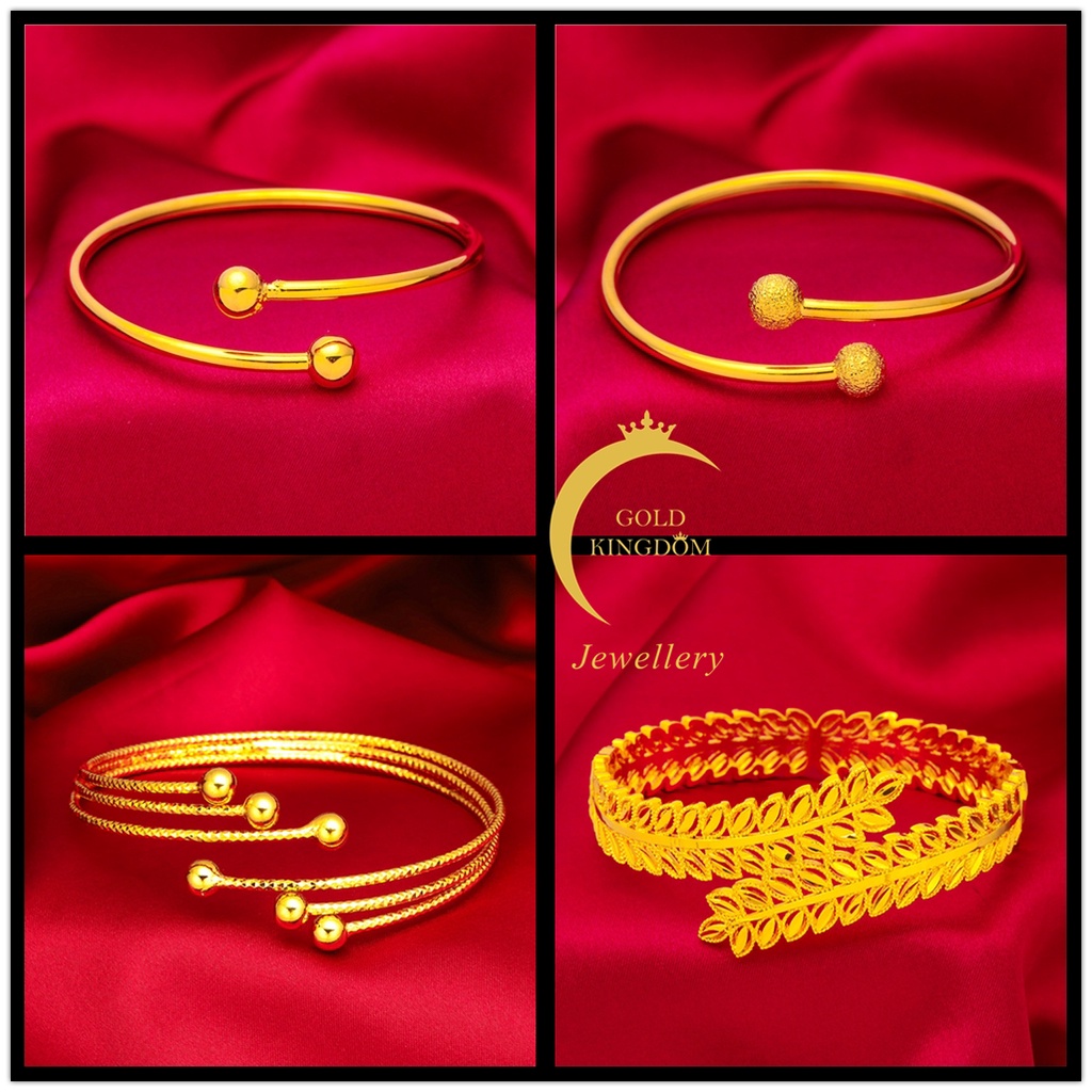 Goldkingdom Aksesoris Perhiasan Fashion Ready Stock Emas Mulut Dapat Disesuaikan Dan Tertutup Minimalis Mewah Melubangi Pola Gelang