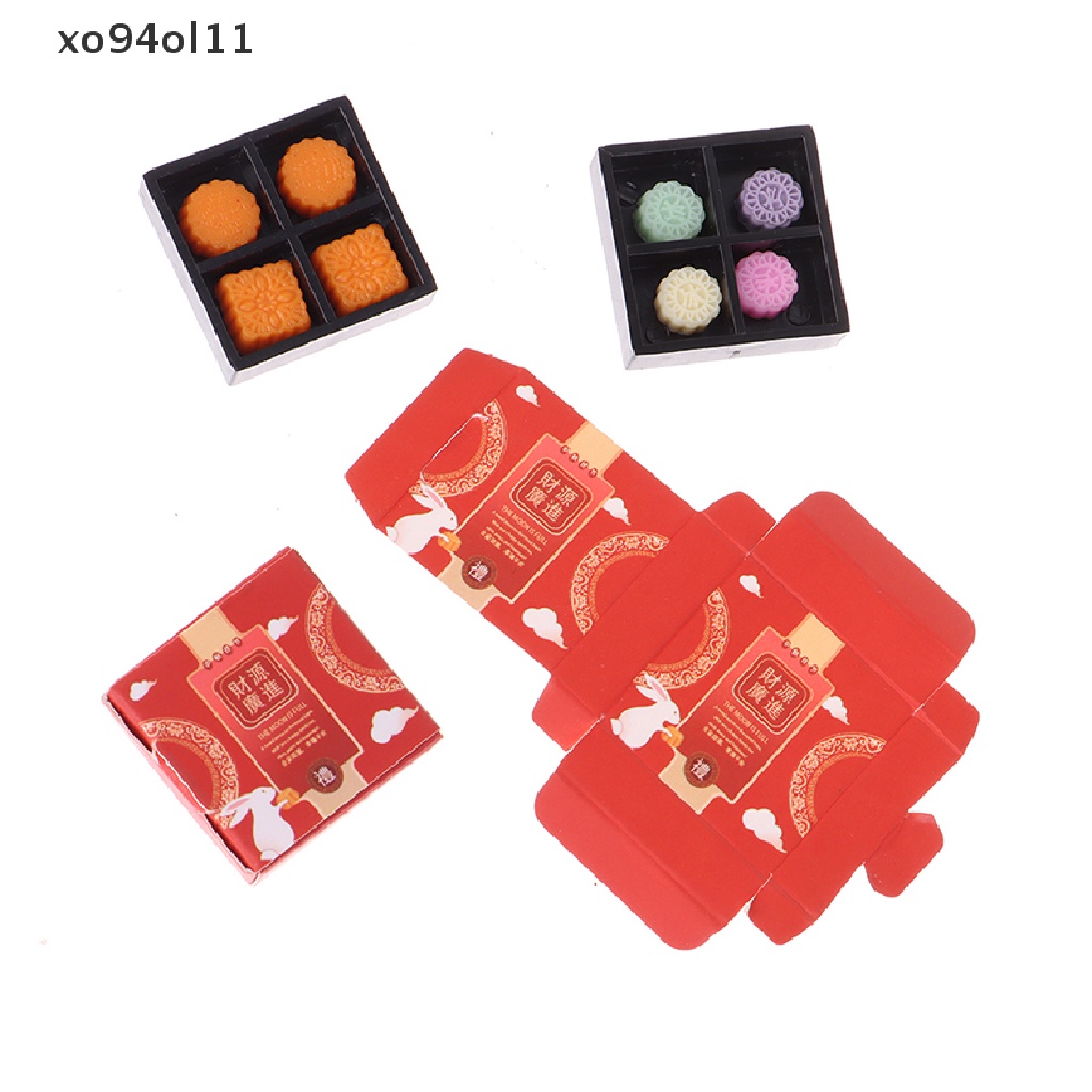 Xo 1set1 /12Rumah Boneka Miniatur Resin Kue Bulan Simulasi Makanan Model Dessert DIY OL